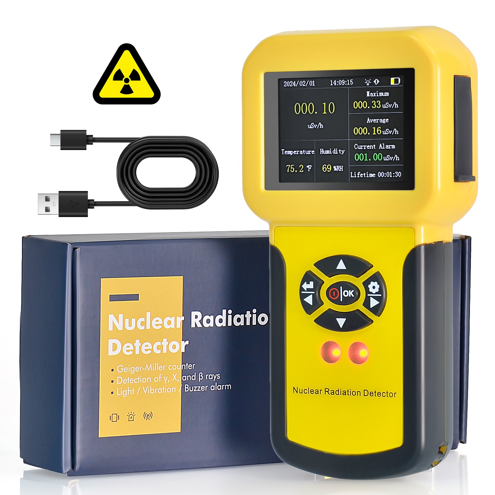 Nuclear Radiation Detector Radioactive Meter Geiger Counter Beta Gamma X-Ray US