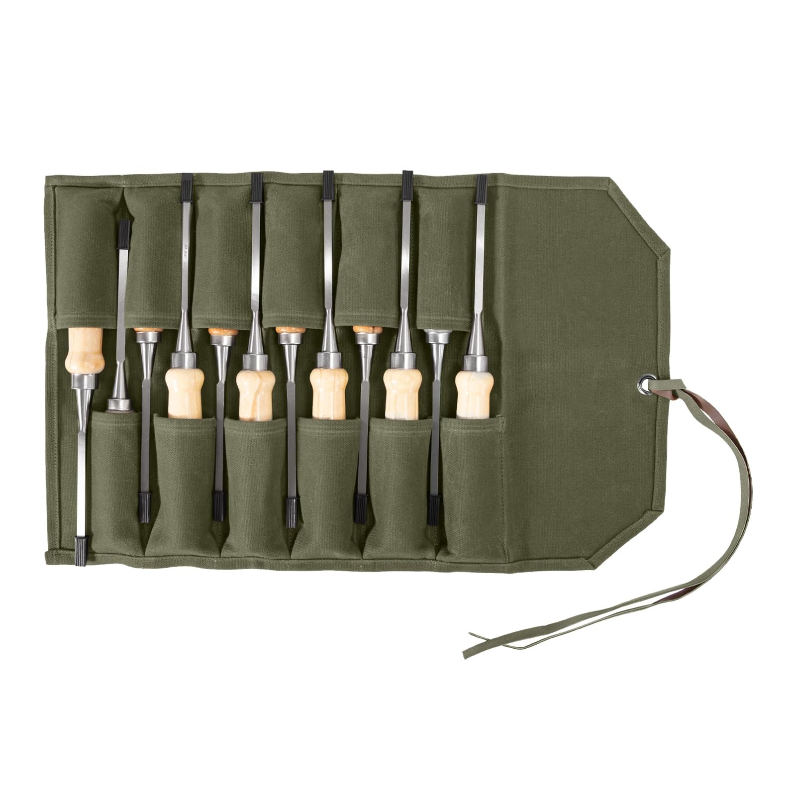 Chisel Roll,12 Pockets Roll Up Tool Pouch,Waxed Canvas Small Tool Roll Organi...