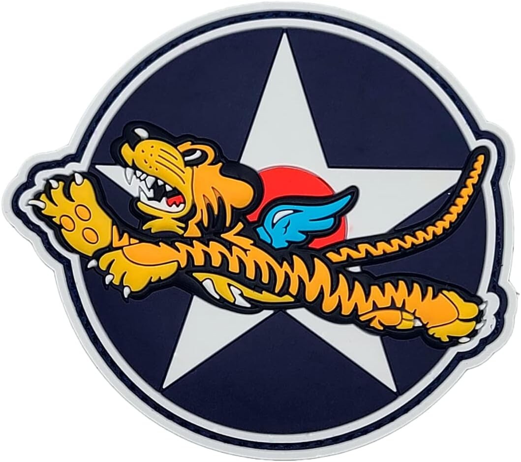 Flying Tigers Fighter Squadron Morale 3D PVC Rubber Patch | PVC Hook Backing 3"