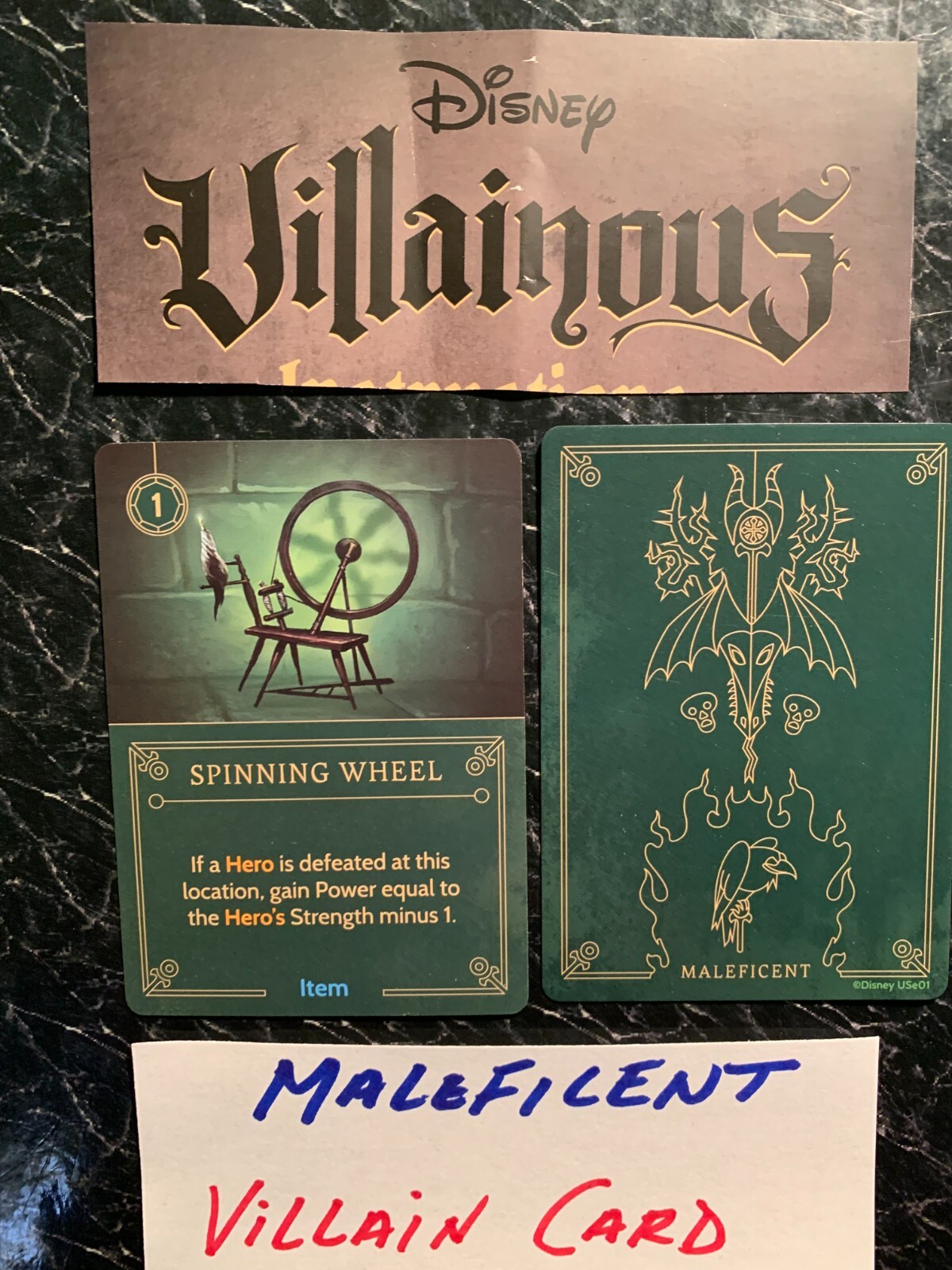 Disney  Villainous Maleficent  SPINNING WHEEL  Villain CARD  Item Card   2018
