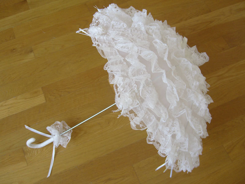 WHITE ROSE Gothic Lolita Layer Lace Umbrella Parasol EGL Punk Wedding Cosplay