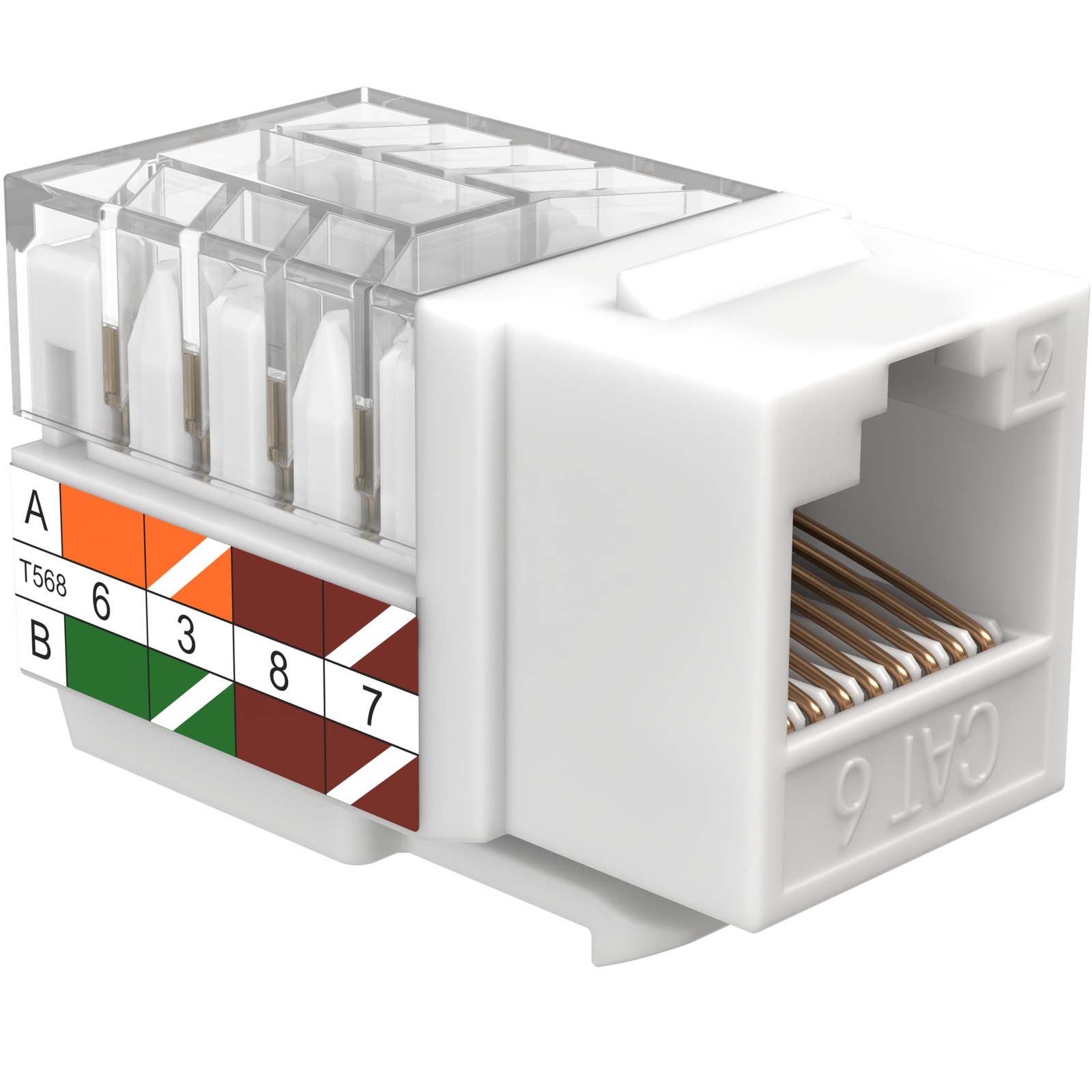 50 Pack Cat6 Keystone Ethernet Wall Jacks RJ45 Punch 50 PCS, White
