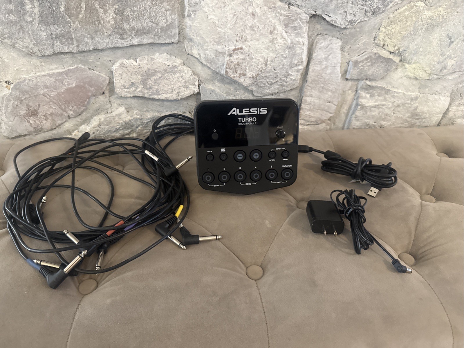 Alesis Turbo Drum Module Controller Brain w/ Power AC Adapter & Cable Harness