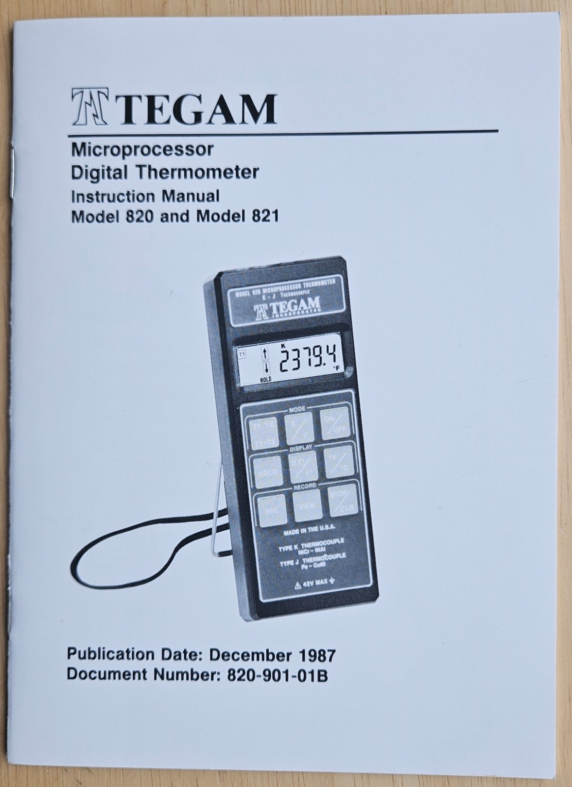Tegam Model 820 and 821 Digital Thermometer Operator's Manual- Free Shipping!