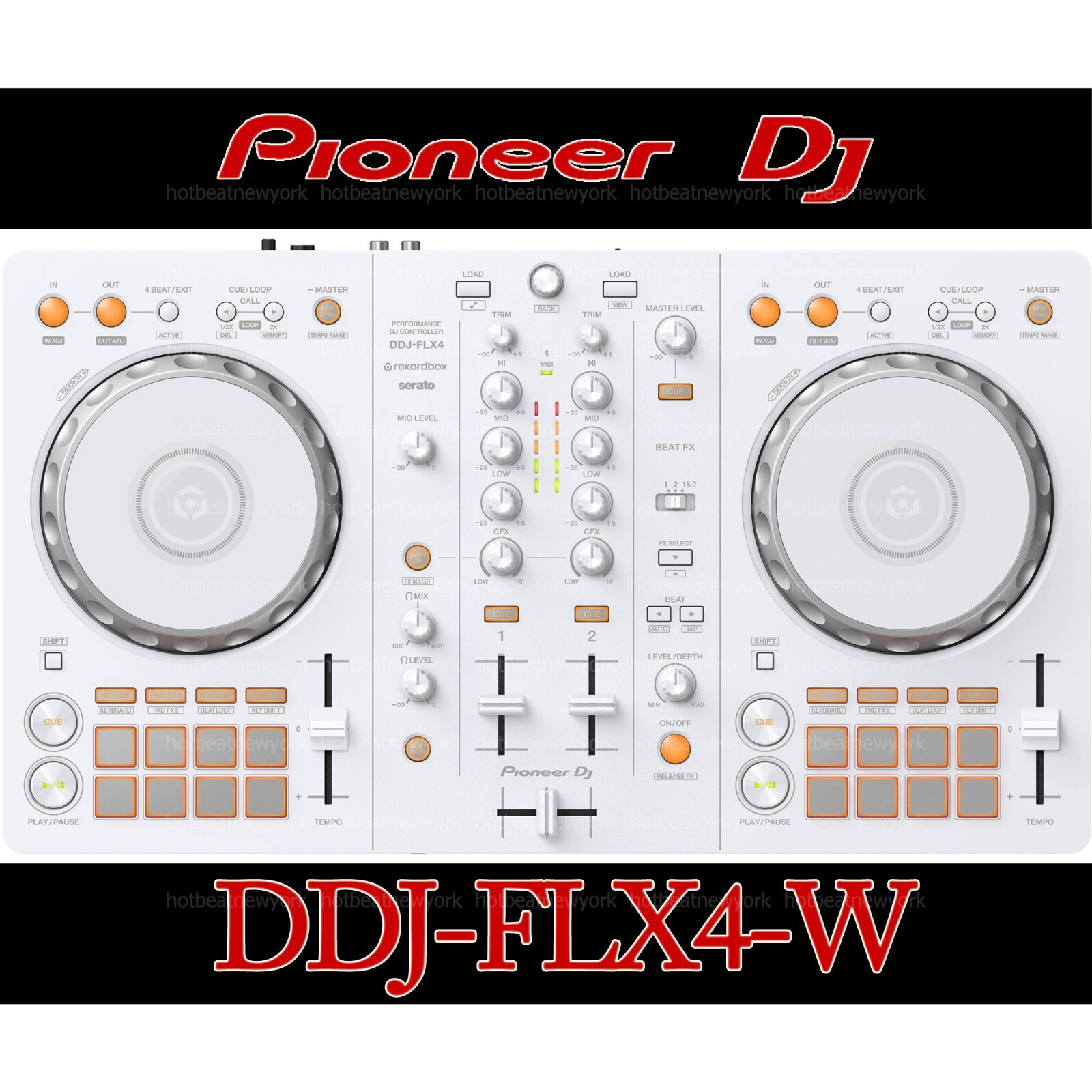 Pioneer DDJ-FLX4-W 2-Channel Rekordbox Serato Lite DJ Controller White