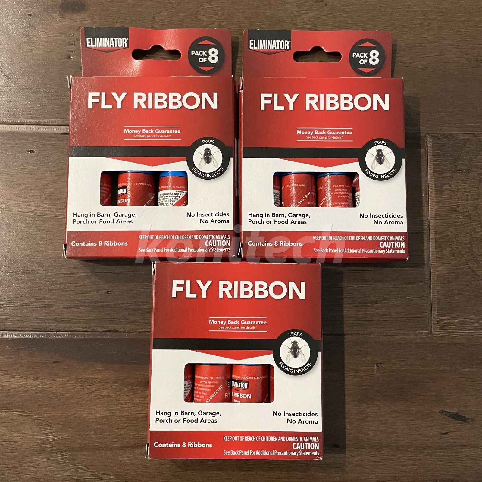 Lot of 3 - Eliminator Non-Toxic Fly Ribbon Sticky Paper Traps Insects (24 ct)