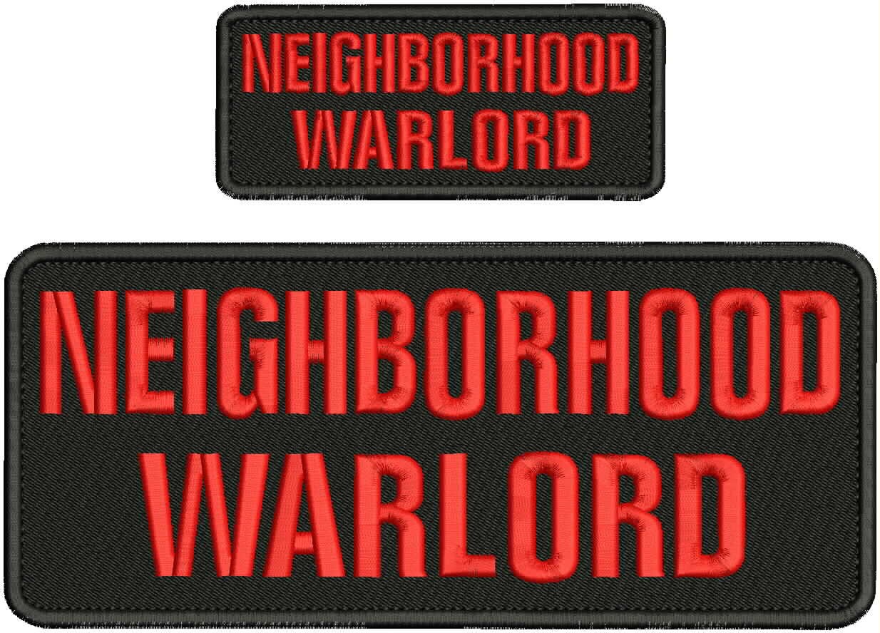 Collectible 2 Embroidery Patch ''NeighBorhood W'' 4x10 and 2x5' Red On Black
