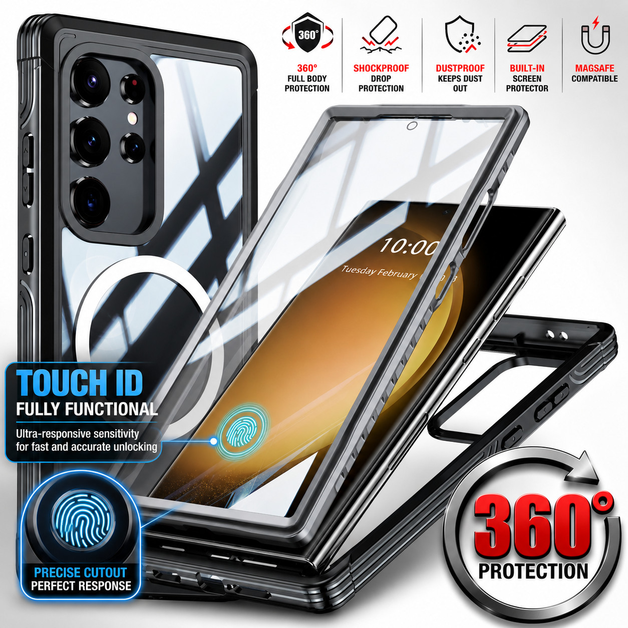 Case For Samsung S26 Ultra S25 S24 S23 S22 Heavy Duty 360 Shockproof Hard Cover