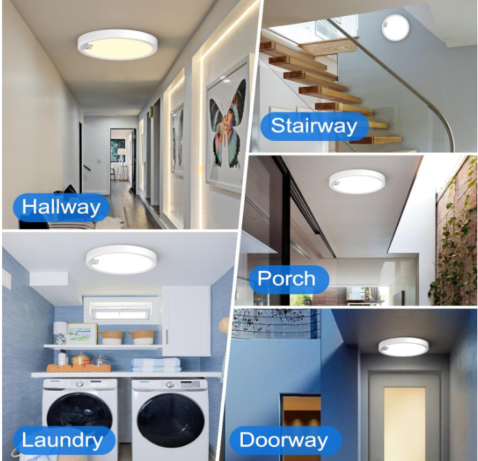 Indoor Motion Sensor Ceiling Lamp 18W LED Flush Mount Light for Hallway Closet