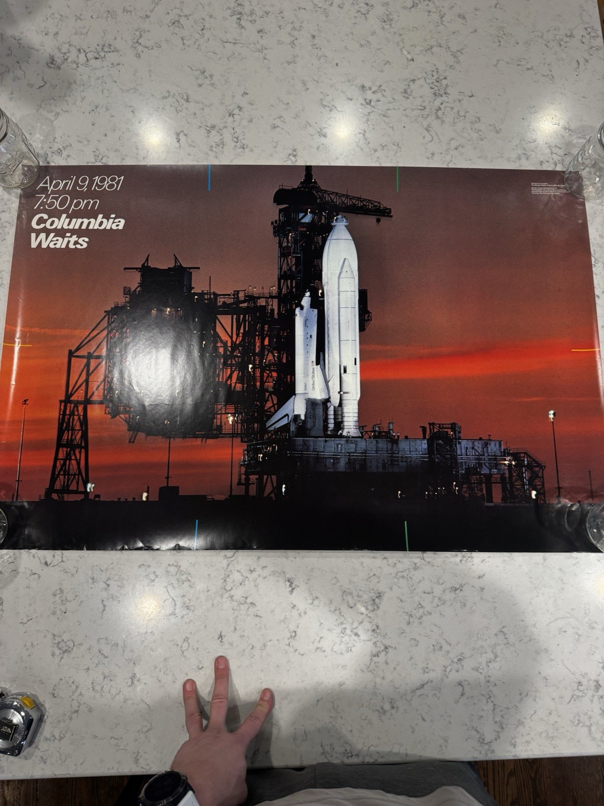 1981 Maiden Flight Of Space Shuttle Columbia Awaits Poster 24x36 Hennegan BH