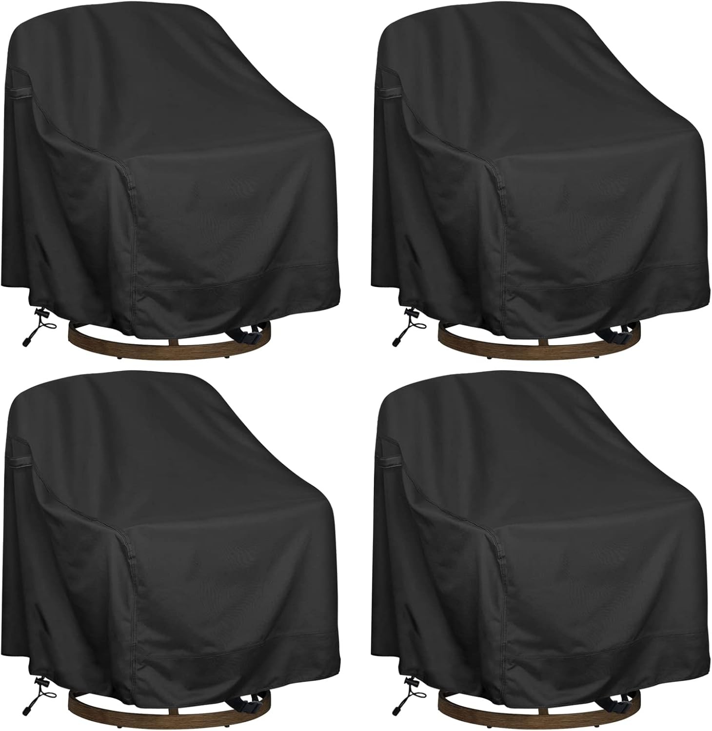 Outdoor Swivel Lounge Chair 39"W x 37"D x 38"H, Black-4packs
