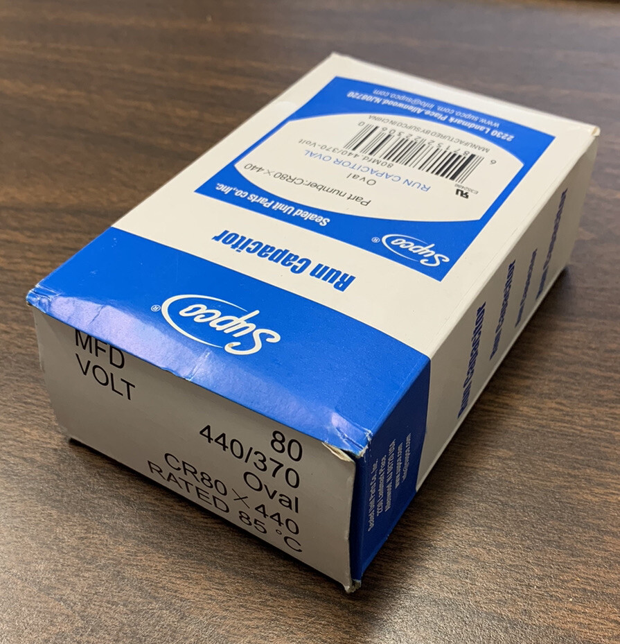 SUPCO CR80X440 OVAL RUN CAPACITOR (80 MFD X 440VAC)