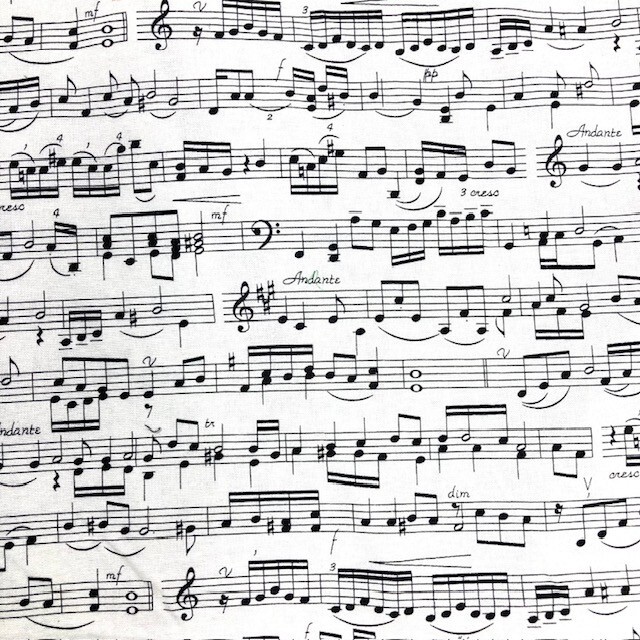 Music on off-White 100% cotton by Timeless Treasures 1.75 yds to quilt sew
