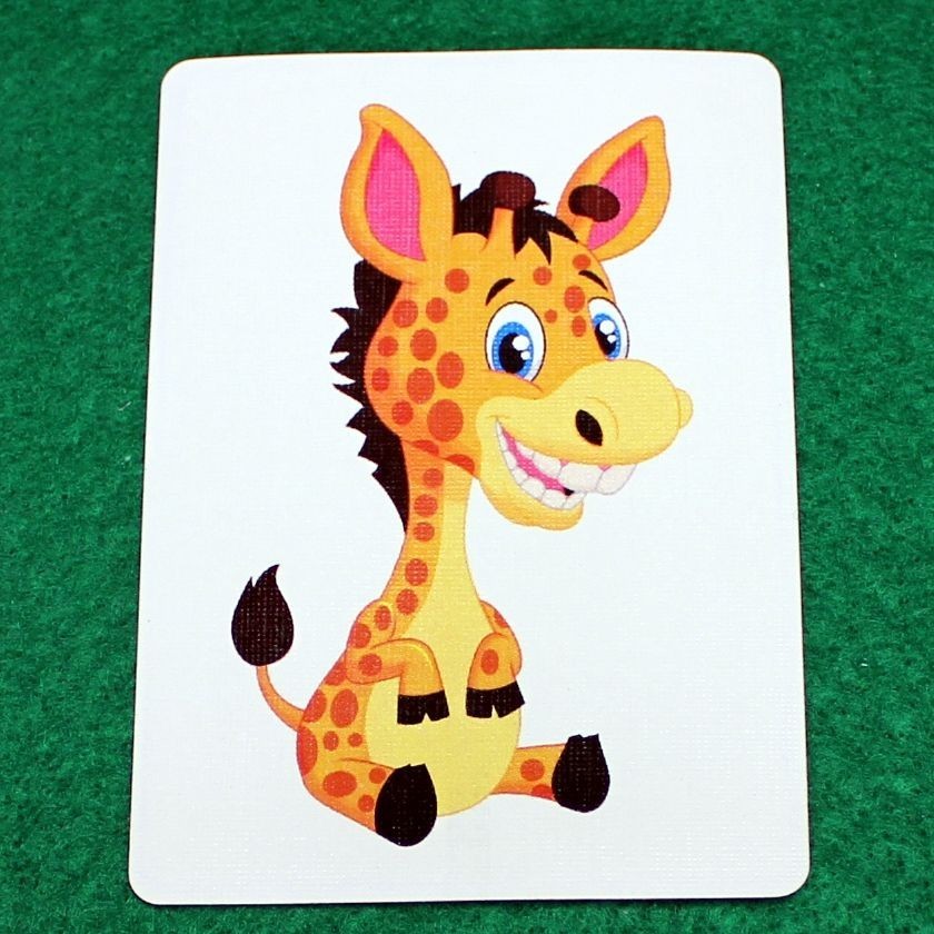 Baby Giraffe - Animal, Bicycle Printed Gaff Card, Blue