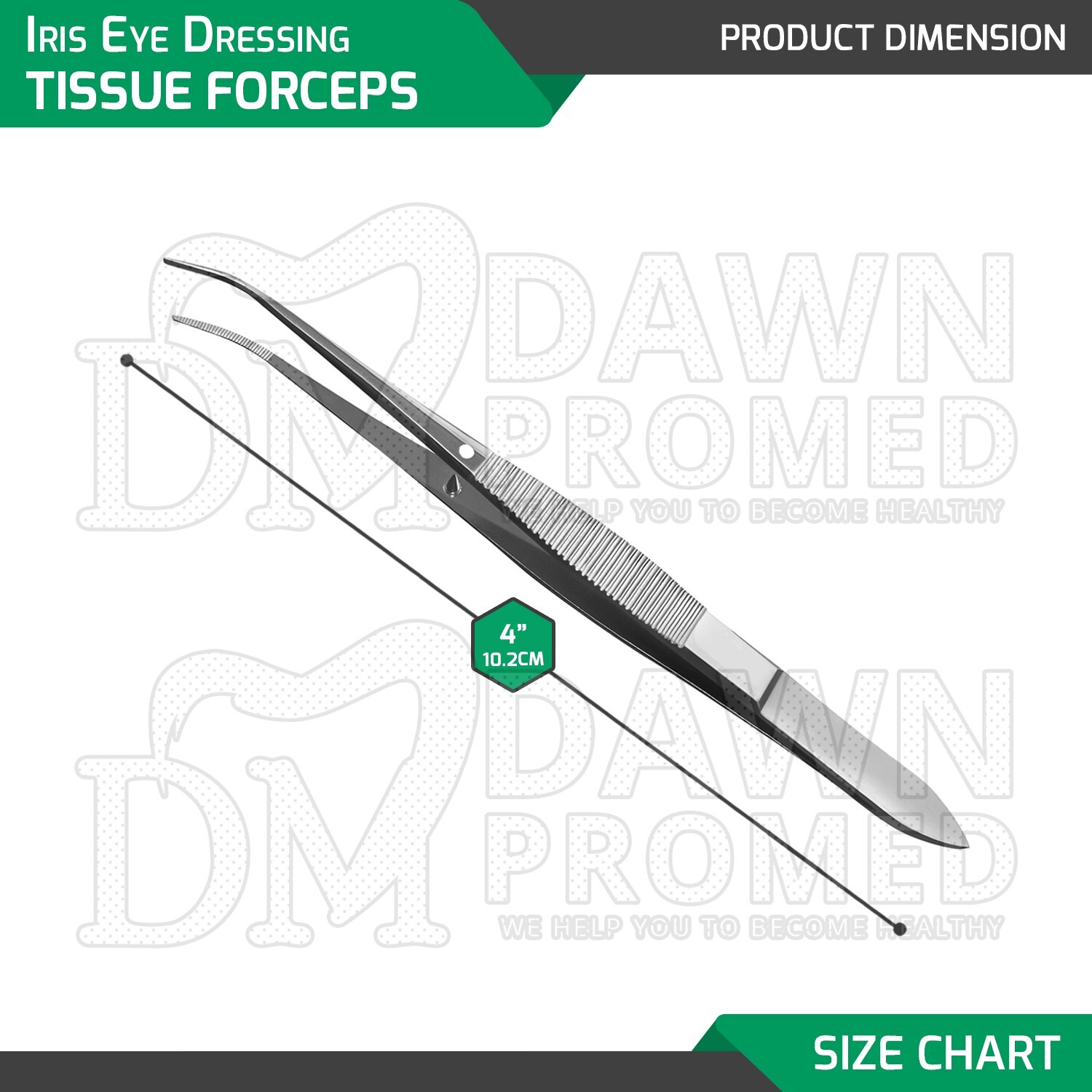 Iris Eye Dressing Tissue Forceps 4” Half-Curved Serrated Ophthalmic Instruments