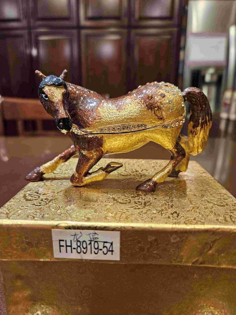 Metallic Horse Box with Rhinestones