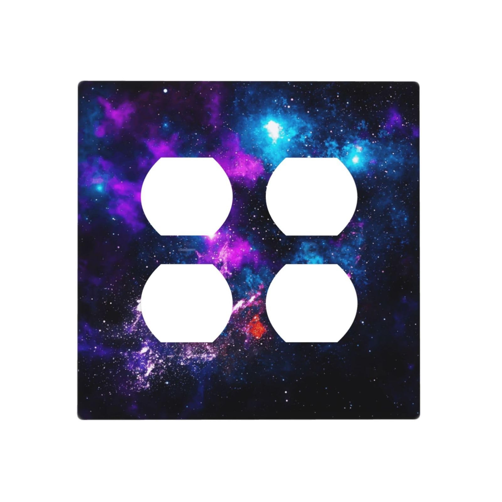 Outer Space Colorful Starry Sky Galaxy Planet Outlet Covers 2 Gang Double Dup...