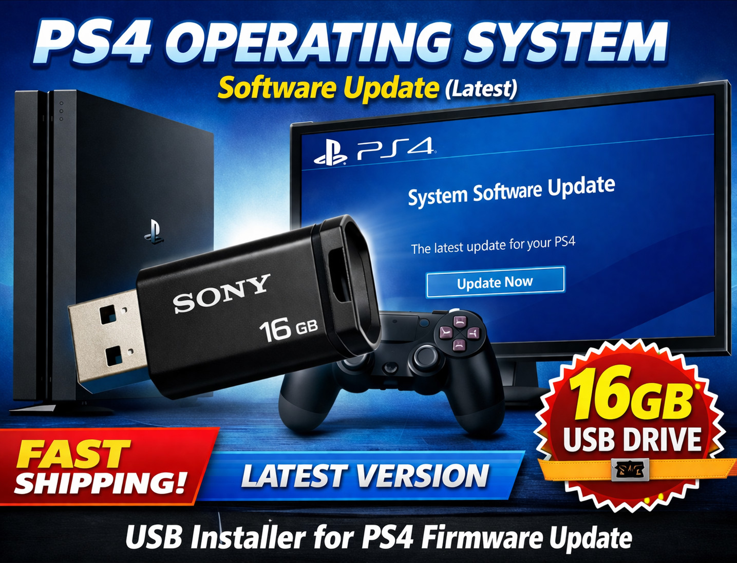 PS4 OPERATING SYSTEM Software Update (Latest Version) USB Installer SONY 16GB