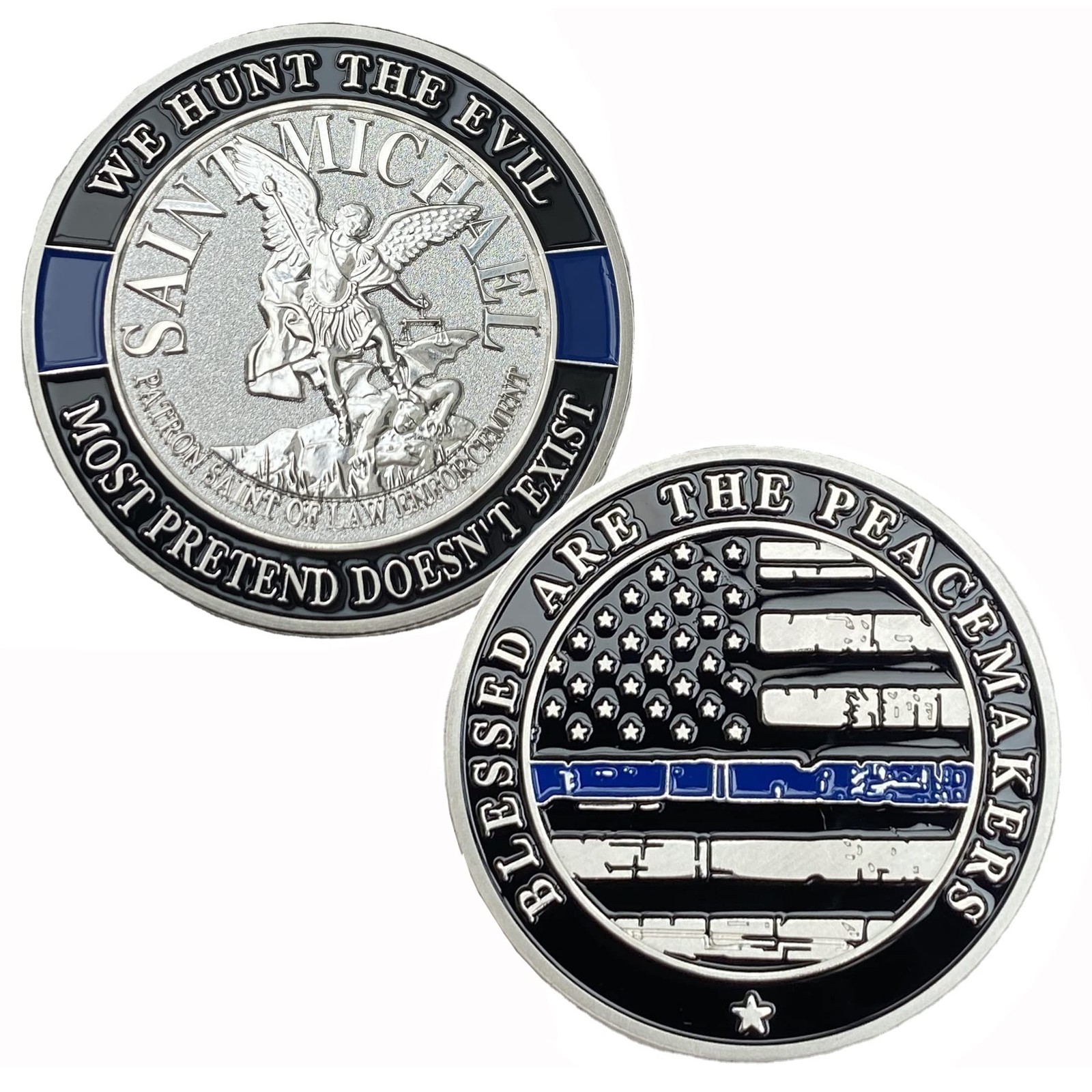 Saint Michael Patron of Law Enforcement Challenge Coin The Thin silver