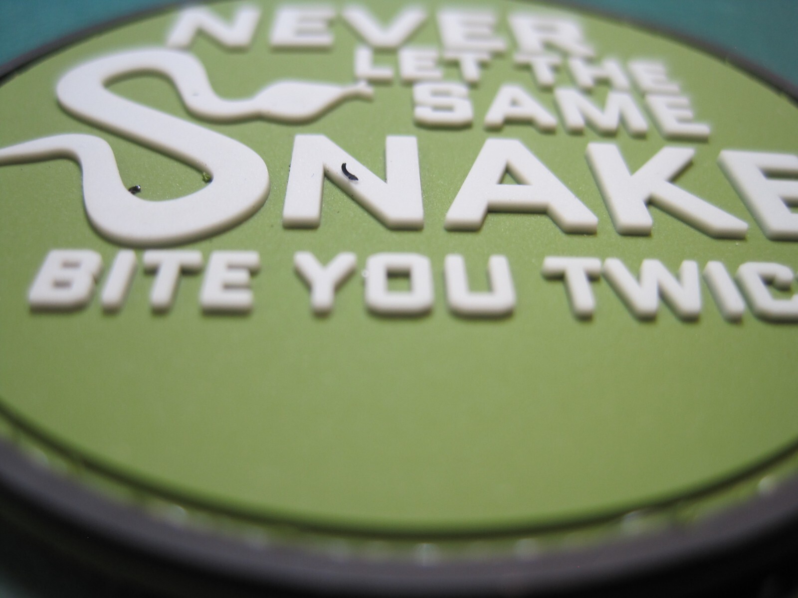 MORALE PATCH "NEVER LET THE SAME SNAKE BITE YOU TWICE" HOOK BACK GREAT DETAIL!