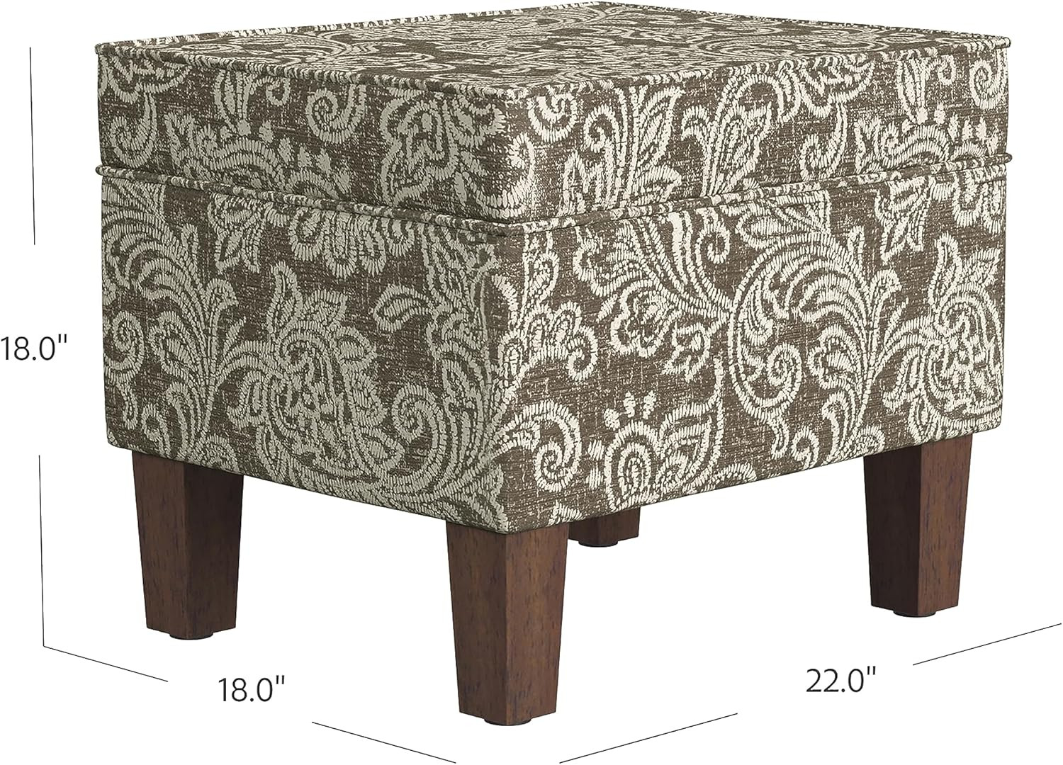 Home Decor |K7646-A880| Upholstered Modern Rectangular Storage Ottoman | Hinged