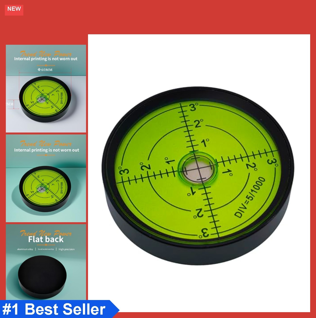 Spirit Level Bubble 60mm Aluminum Housing Precision Horizontal Cardan Vial