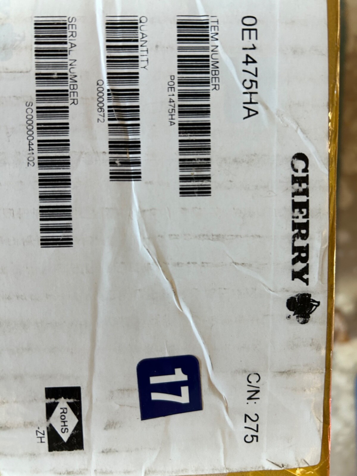 Cherry Micro Switch P/N E14-75HA