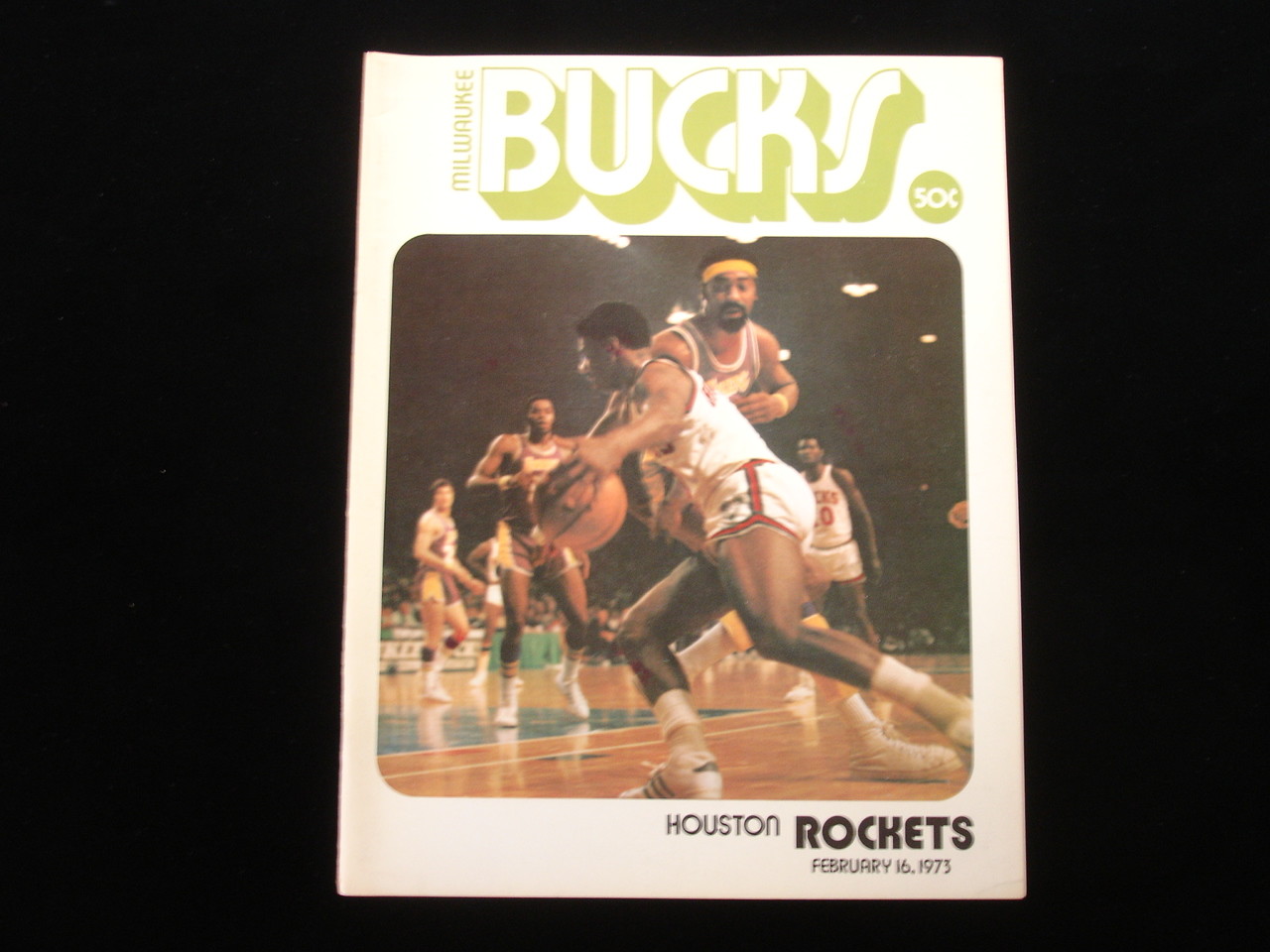 February 16, 1973 Houston Rockets @ Milwaukee Bucks NBA Program