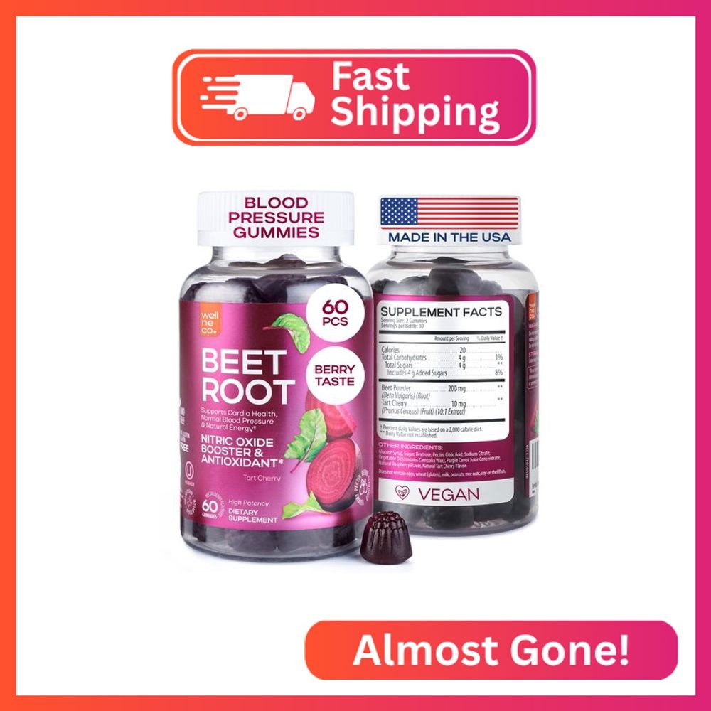 Beet Chews for High Blood Pressure - Beet Root Gummies Made in USA with Tart Che