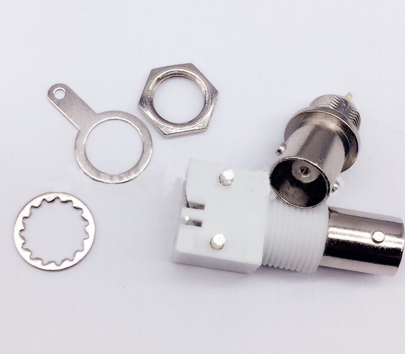 10 x White PC Board PCB Mount Right Angle BNC Female With Nut bulkhead Connector