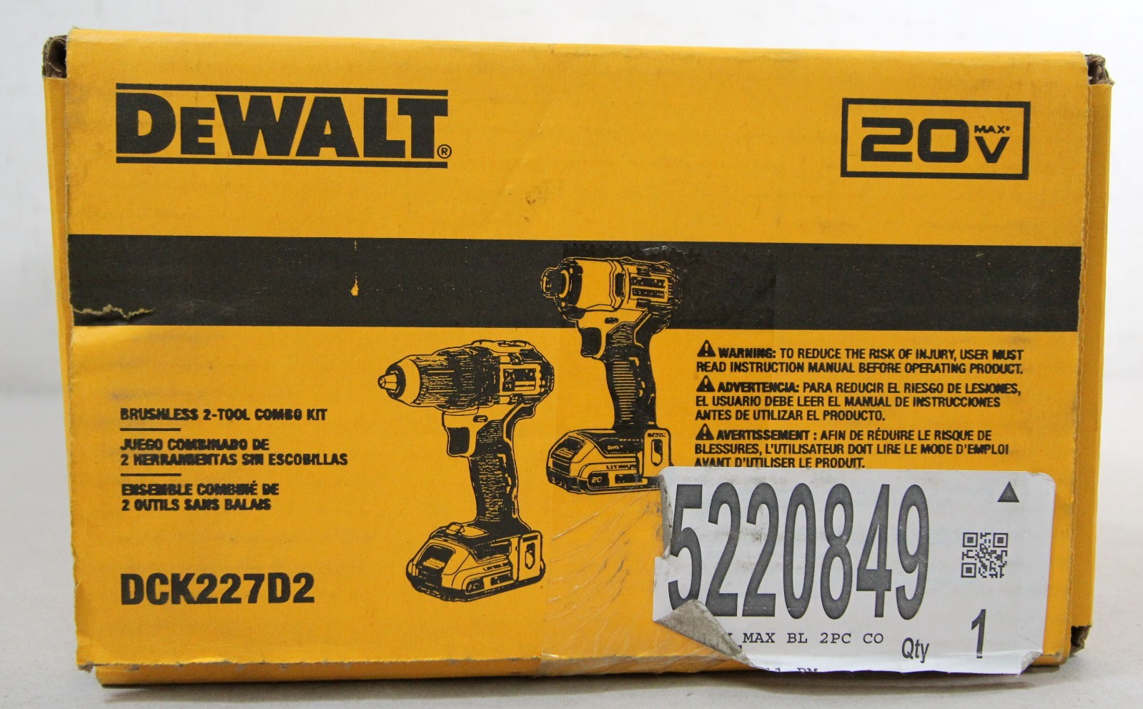 DEWALT DCK227D2 20V MAX 2-Tool Brushless Power Tool Combo Kit 2-Batteries