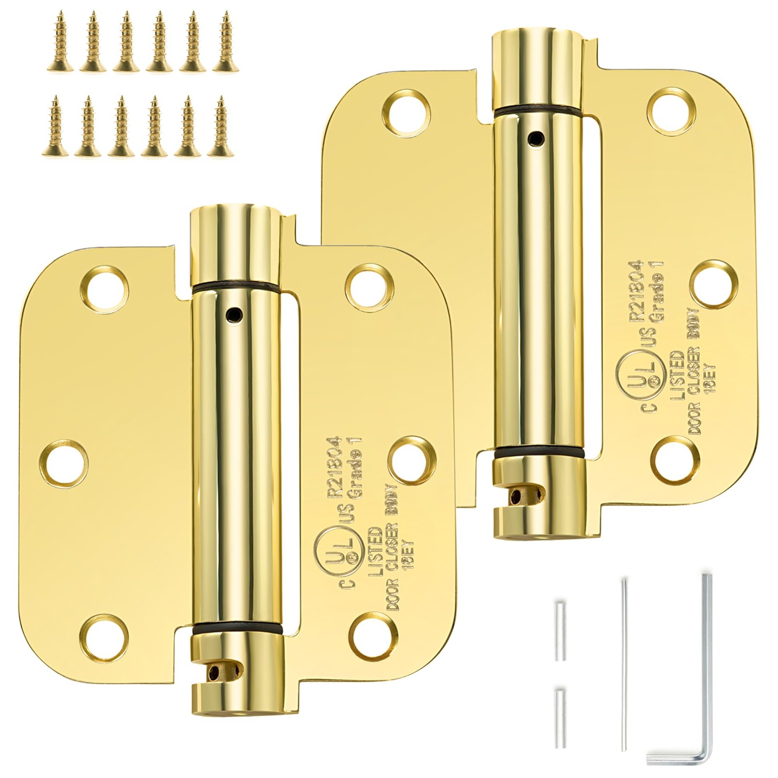 Sophia SelfClosing Door Hinge 3.5 Inch Rounded 5/8 Radius Interior, Spring Lo...