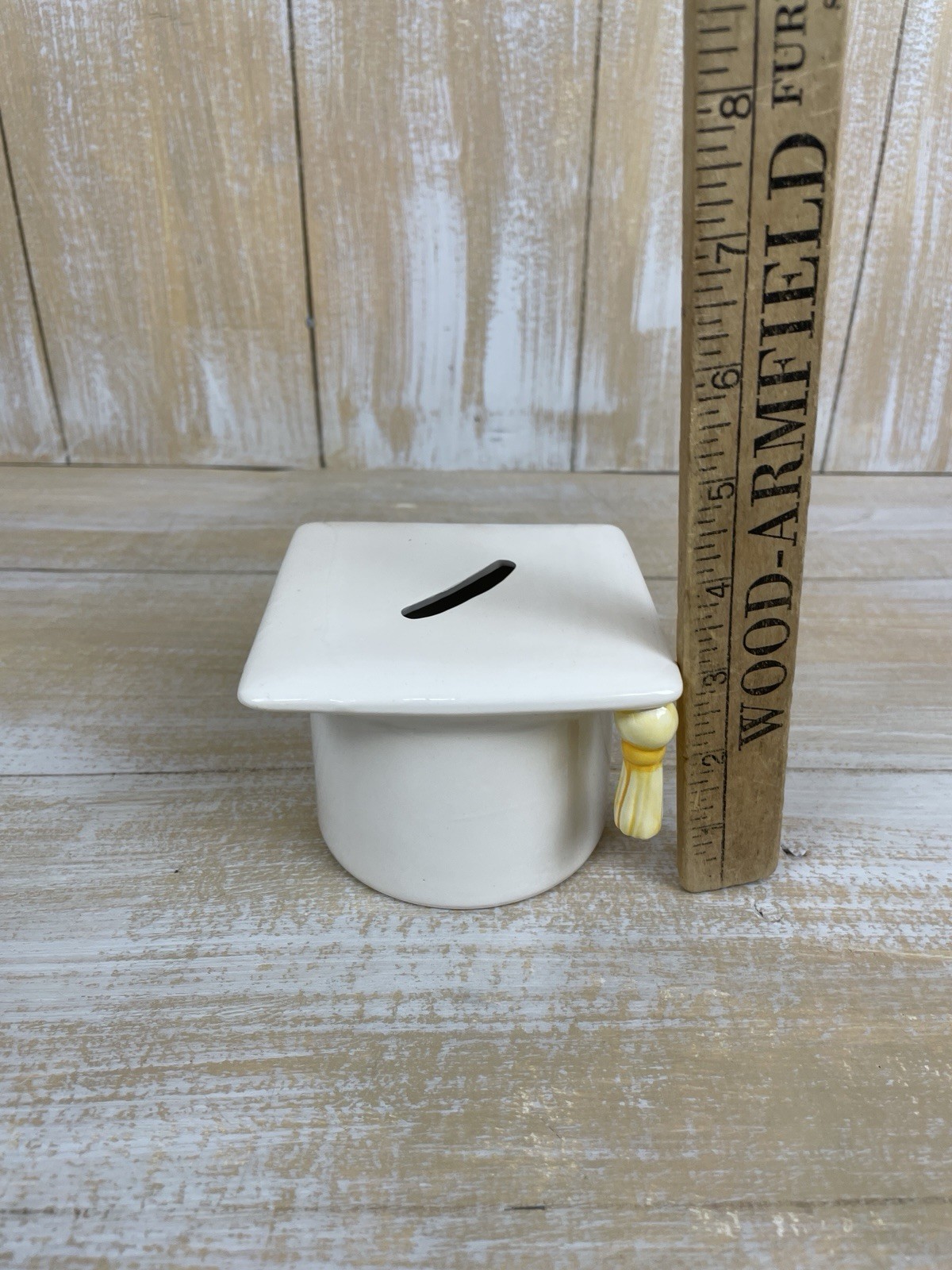 White Ceramic Graduation Cap Bank