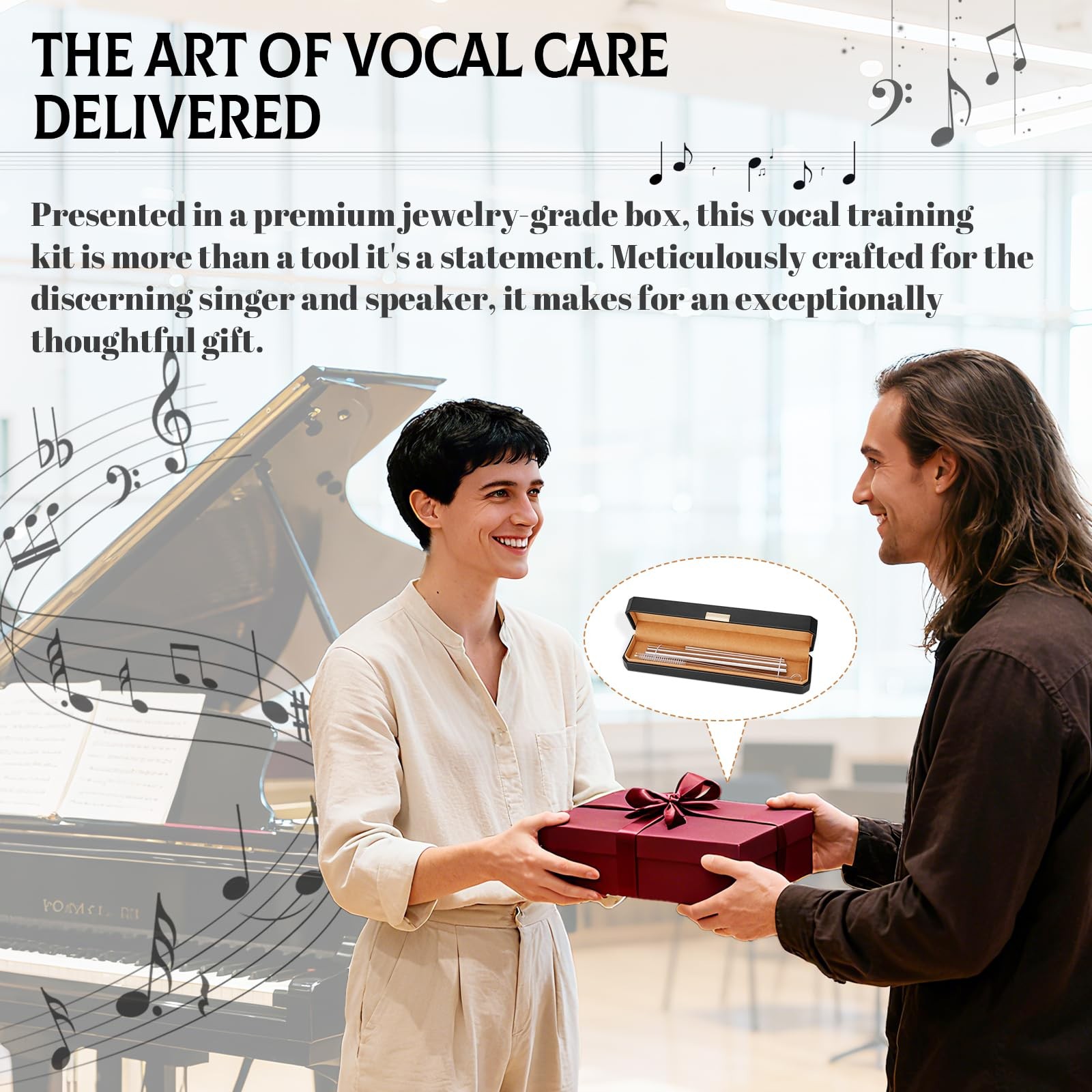 Singing Straw Tool Set Stainless Steel Vocal Training Aid for Voice