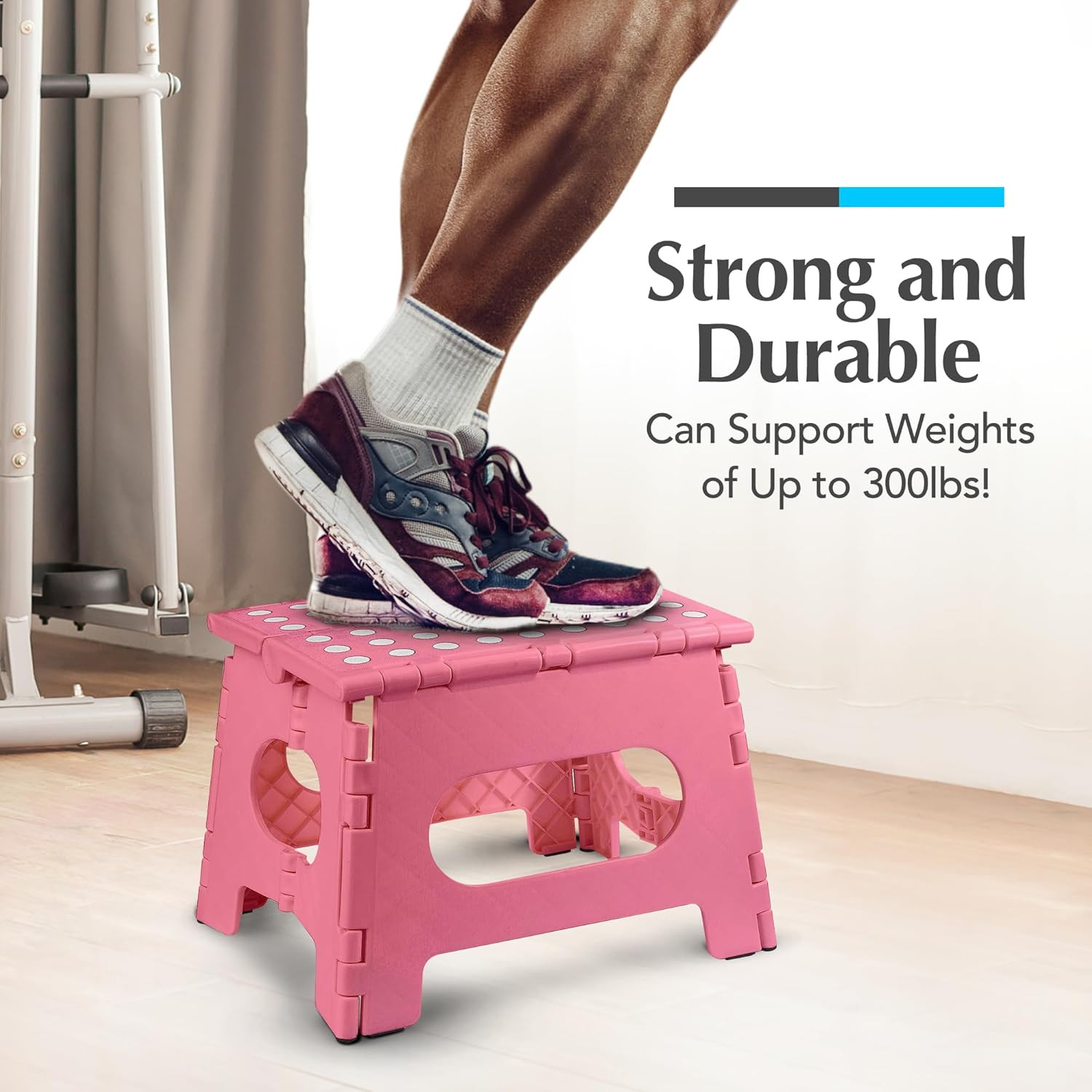Folding Step Stool for Adults & Kids, 9 Inch Sturdy Plastic Step Stool Foldable