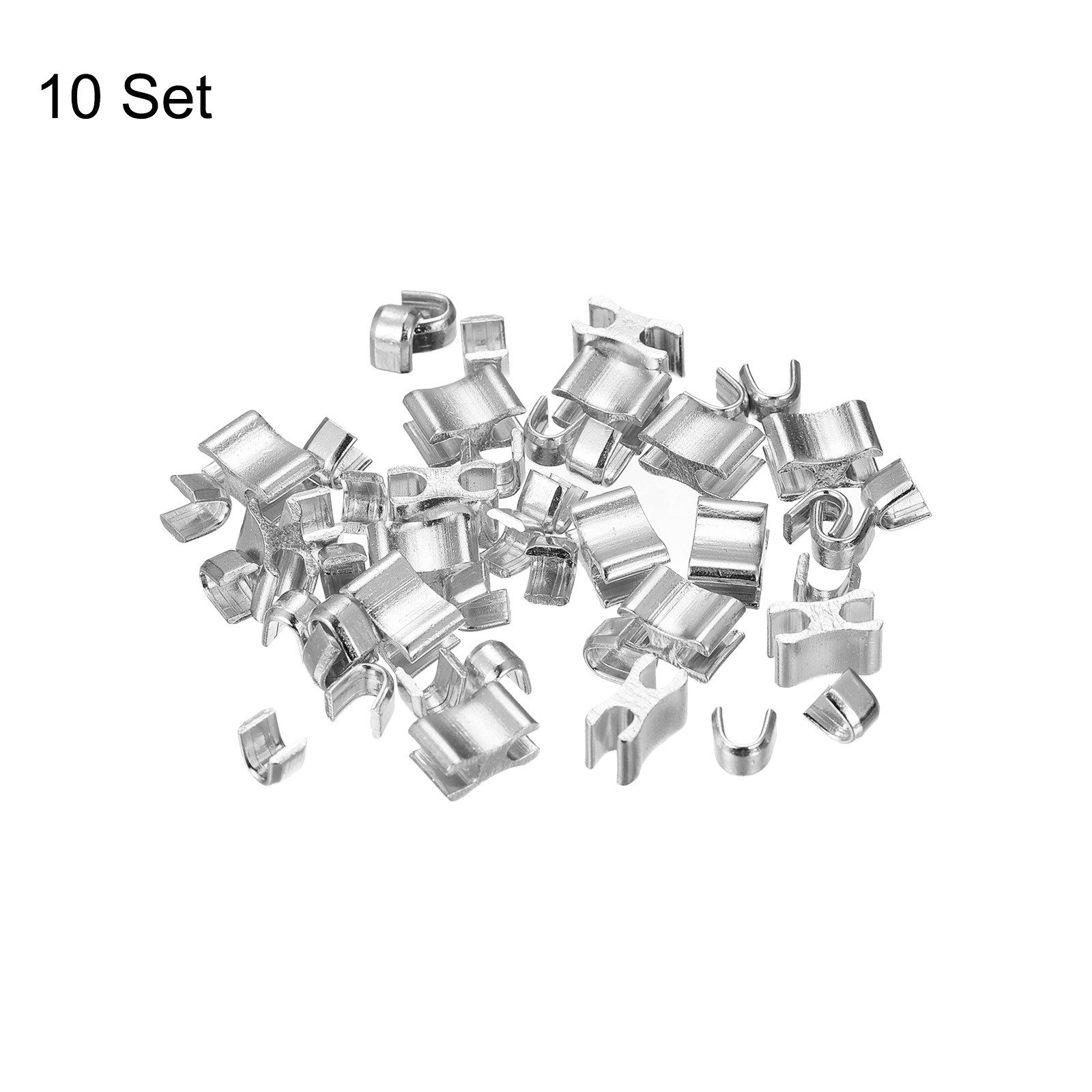 10 Sets Zipper Slider Retainers, #3 Top Stoppers & Bottom Stops, Silver Tone