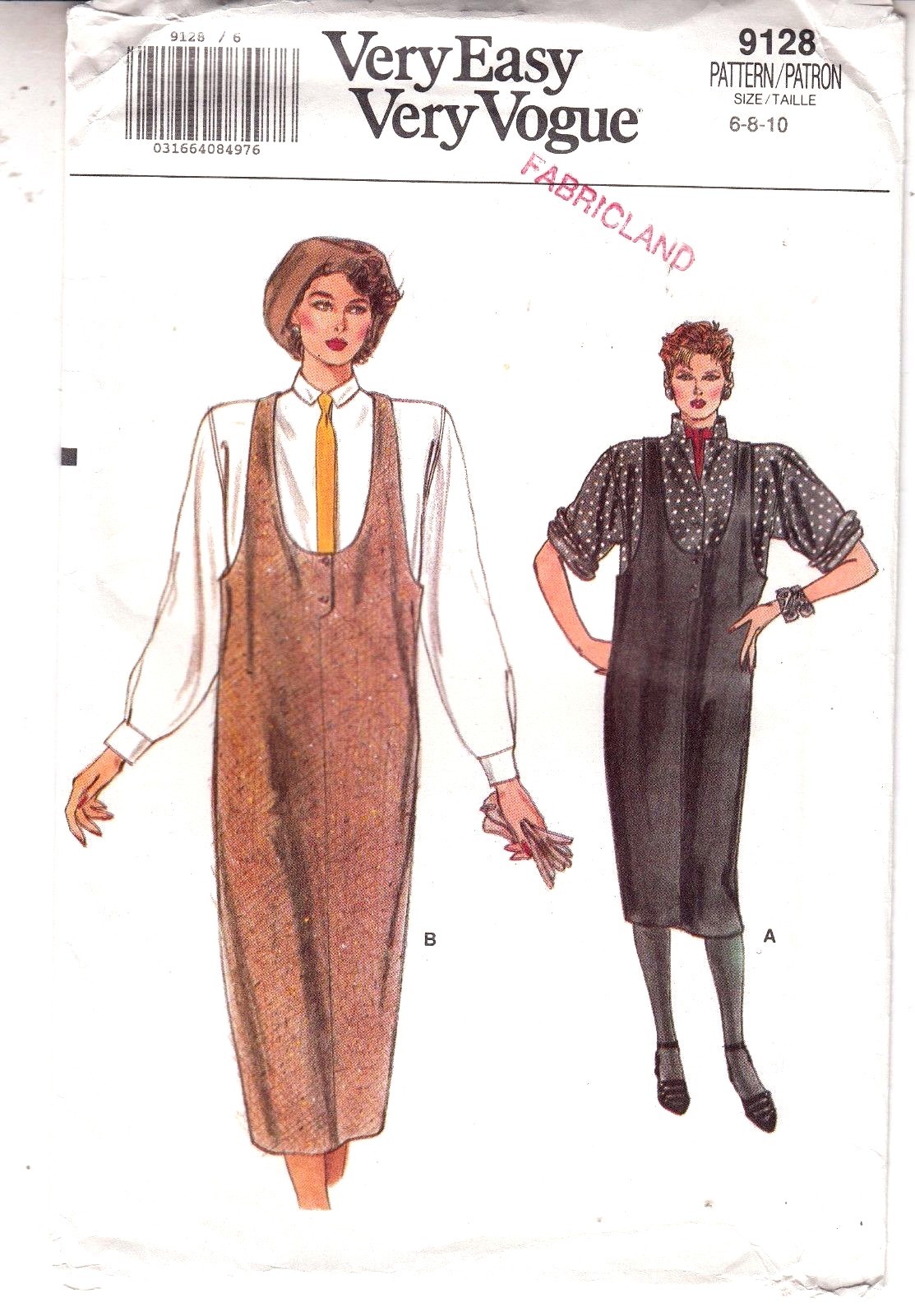 Vogue 9128 Misses Jumper Shirt Loose Fitting Pullover Sewing Pattern Size 6-10