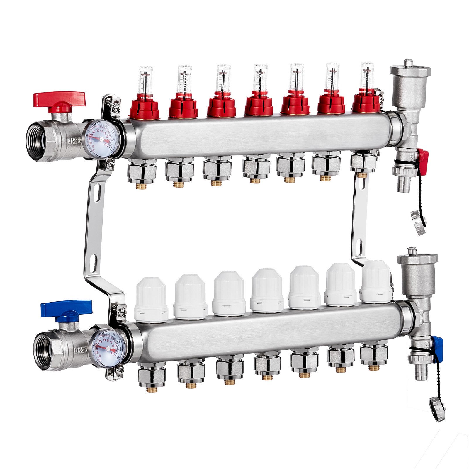 Uimoso 7-Branch Radiant Heat Manifold Set for 1/2" PEX Tubing Floor Heating