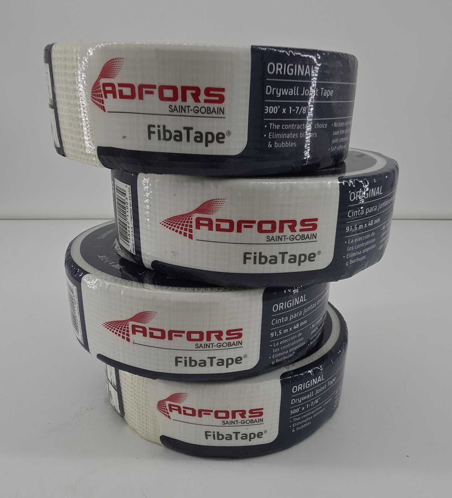 4 Pack- Adfors FibaTape Drywall Joint Tape 300' x 1-7/8"