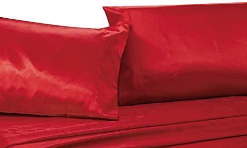 Mk Collection 4pc Full Size Soft Silky Satin Solid Red Deep Pocket Sheet Set New
