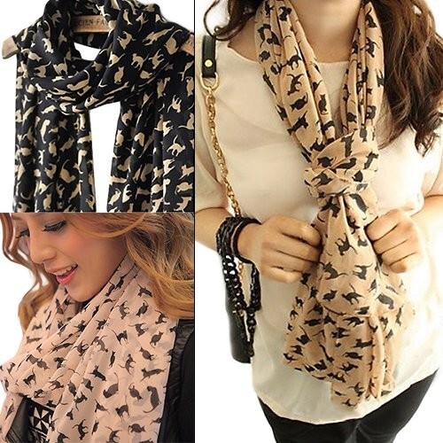 Ladies Girls Scarf Cat Print Fashion accessory, 2 scarves price of one $12.99.