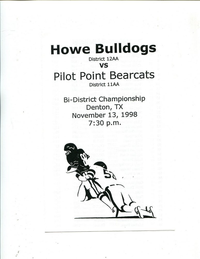 1998 Texas High School Football Program Howe v Pilot Point Bi-District 49559