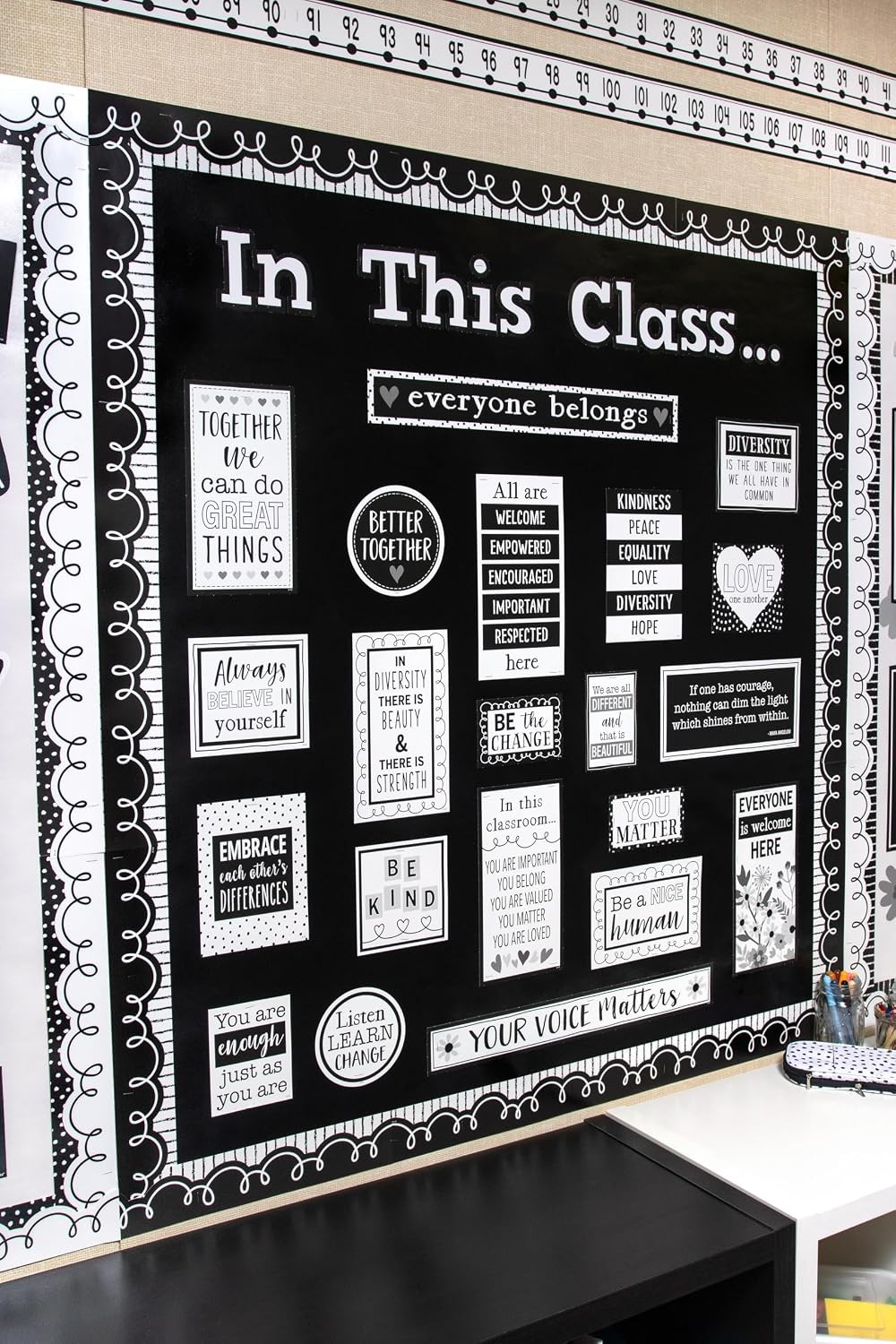 Teacher Created Resources Black/White Squiggles Border Trim - 50ft