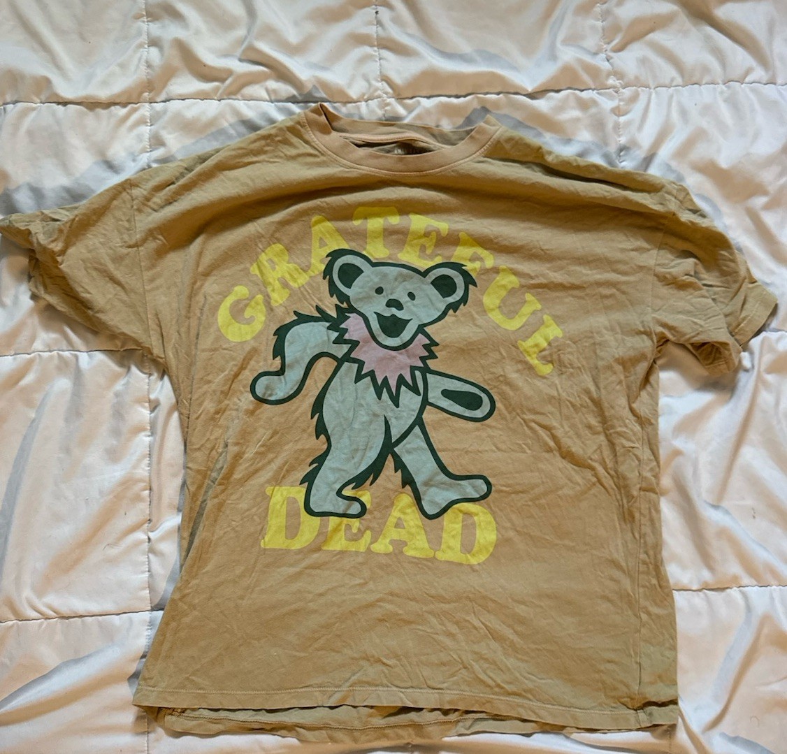 American Eagle Tan Grateful Dead Bear Band Tee XS/S