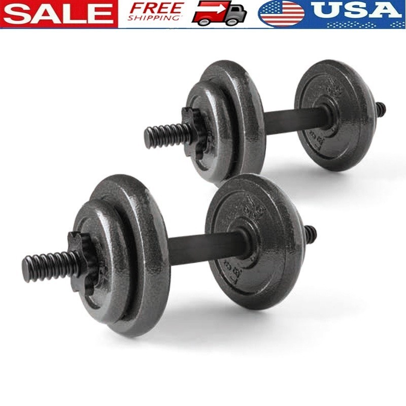 Adjustable 40lb Cast Iron Dumbbell Weight Set Home Fitness Strength Training New
