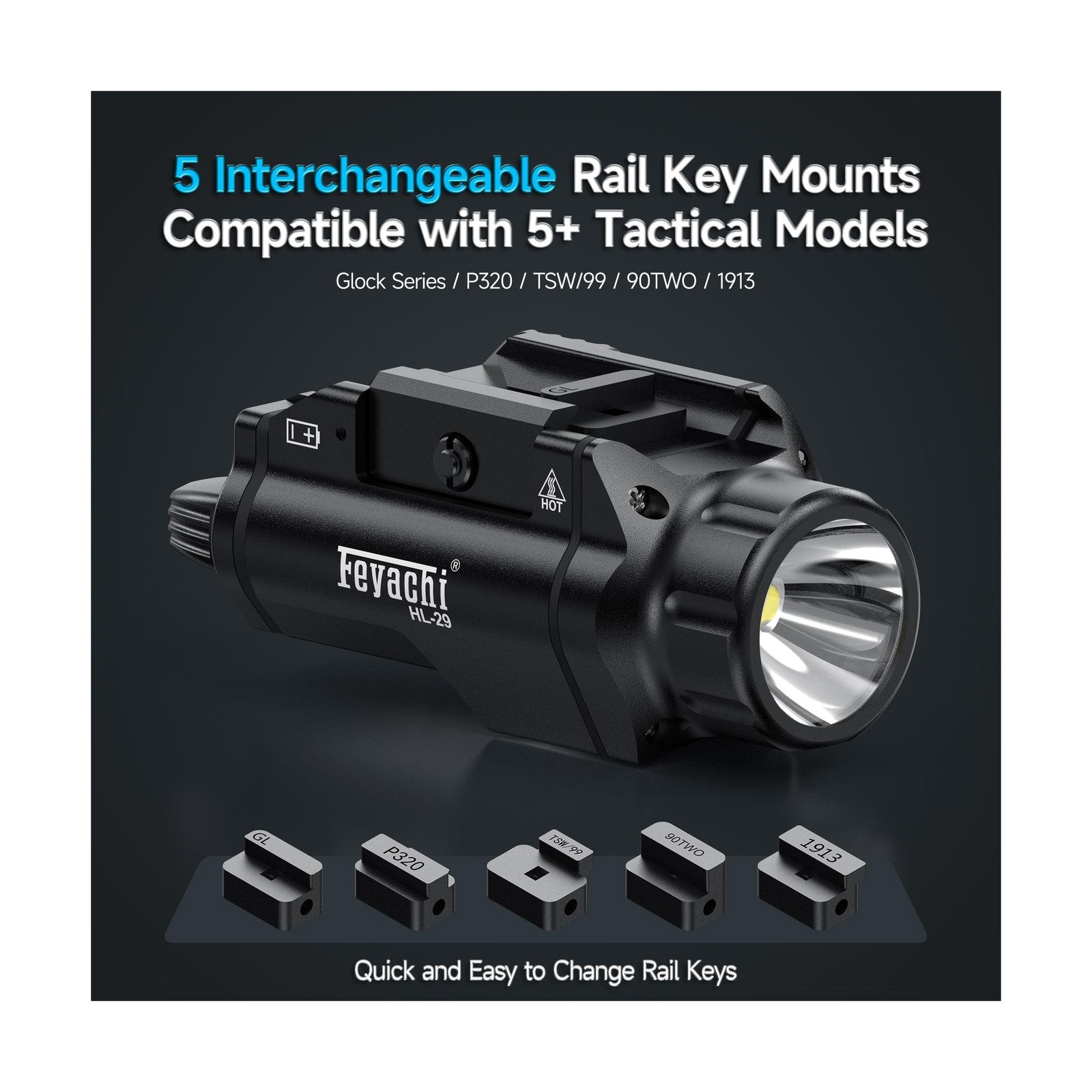 Feyachi Tactical Flashlight - 1500 Lumens Rail Mounted Flashlight, with 5 Int...