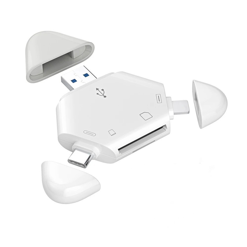 SD Card Reader 3-in-1 Memory Card Reader for iPhone/iPad, USB C & USB A Devices
