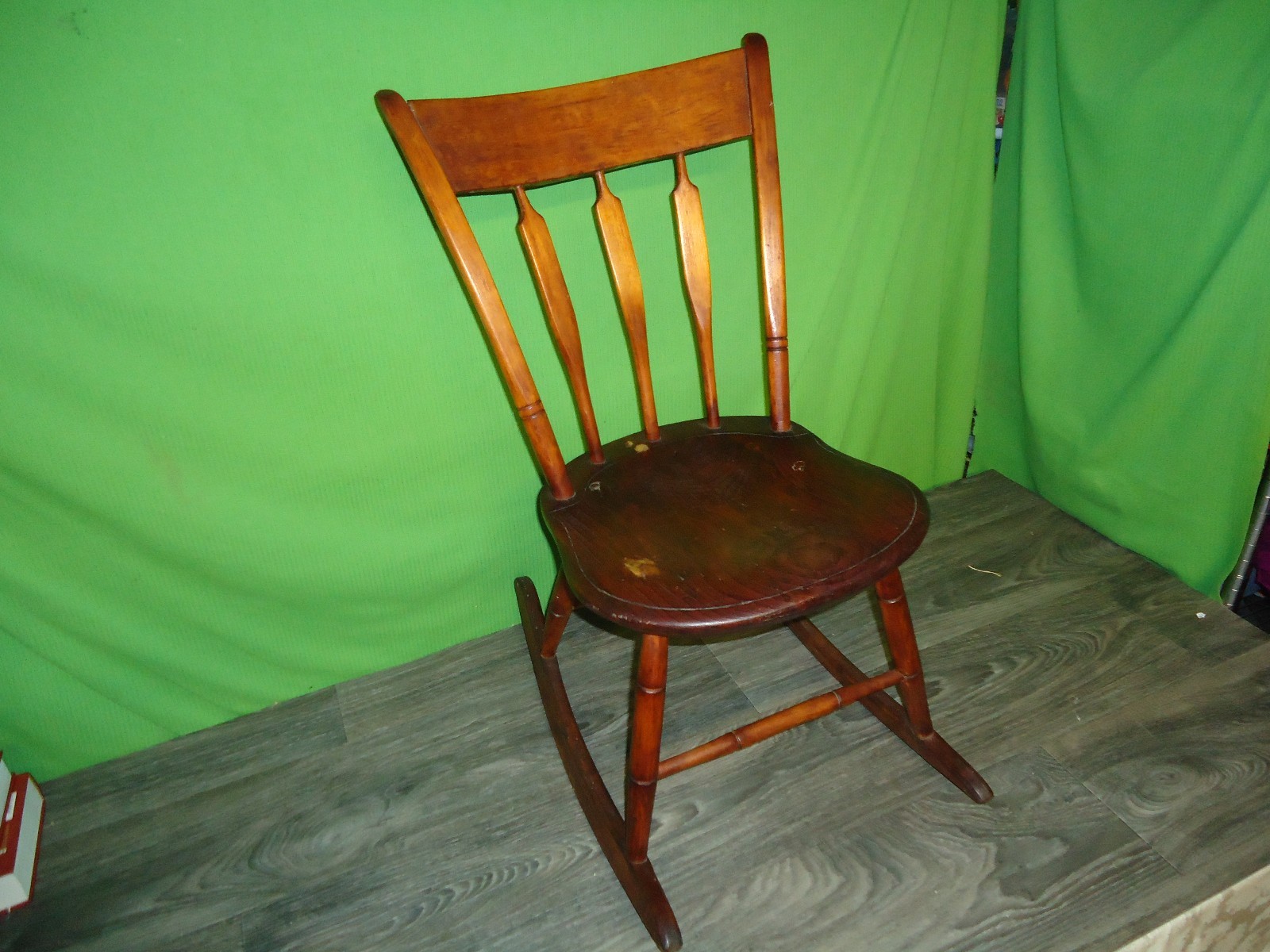100% vintage childs kids rocking chair solid wood Warner Hill