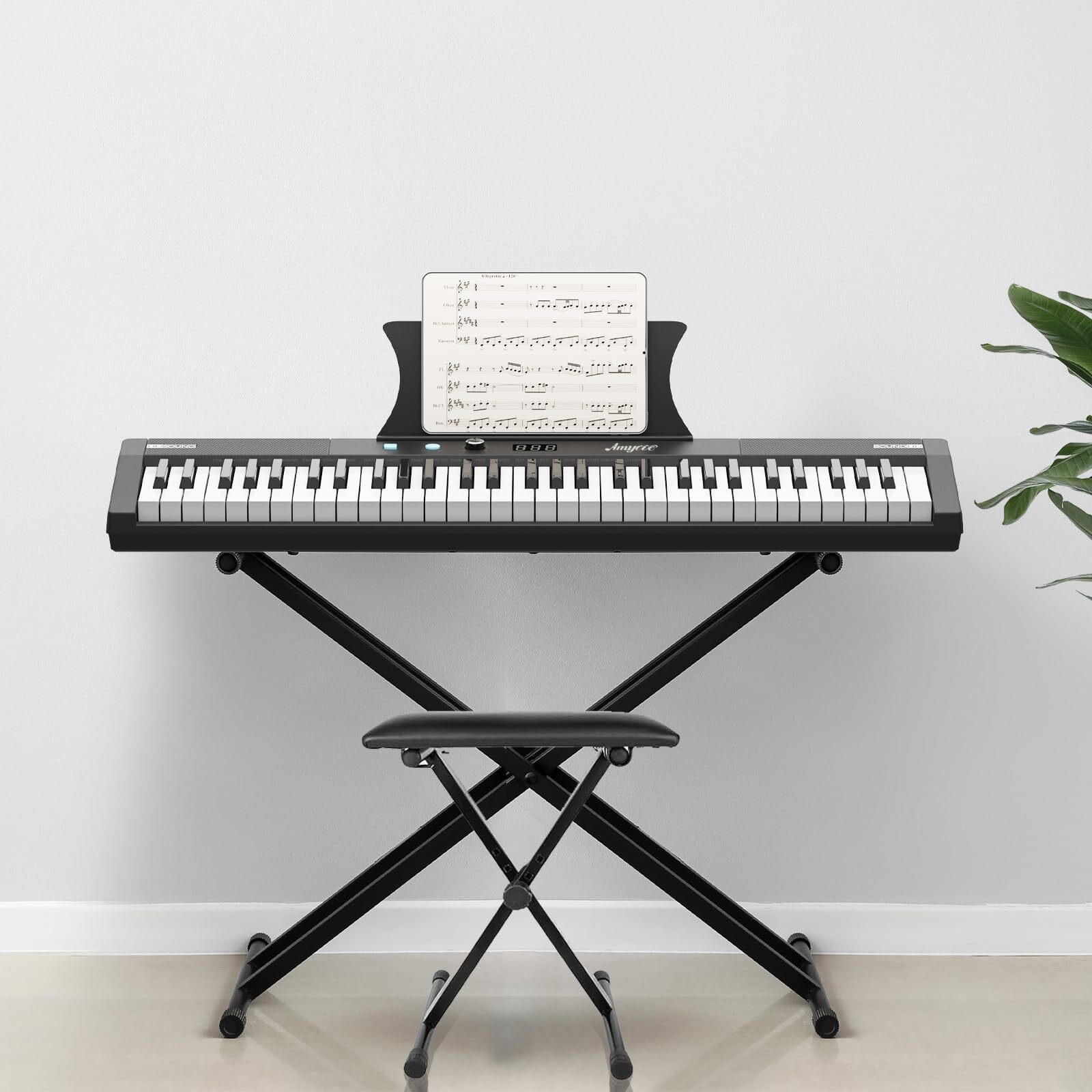 61 Key Keyboard Piano Protable Electric Semi-Weighted Piano Keyboard Beginner