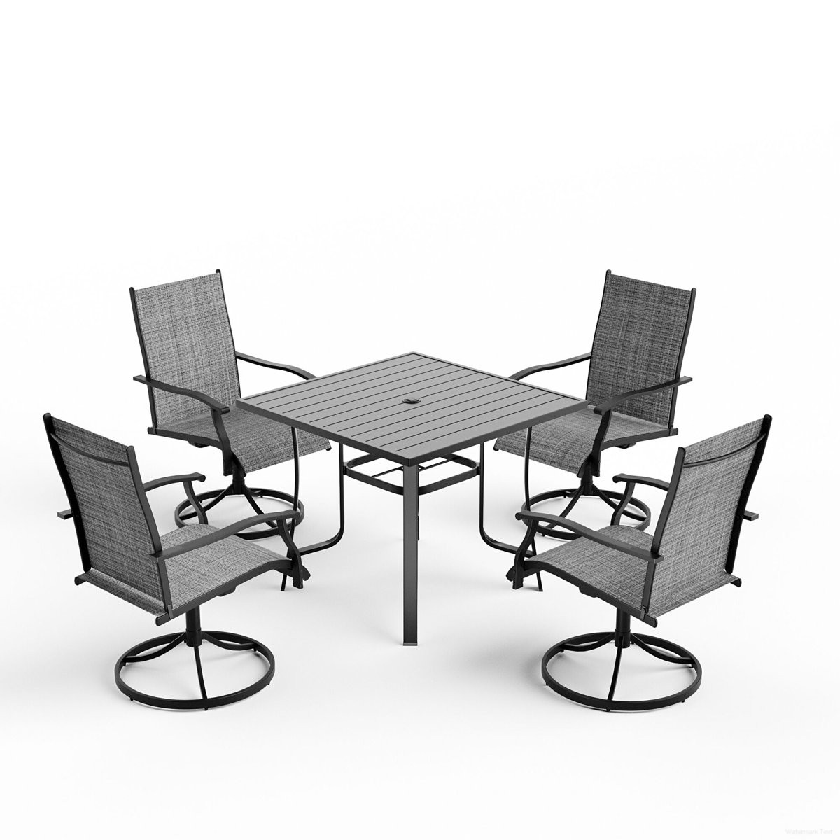5 Piece Patio Dining Set Outdoor Table Chairs 4 Swivel Rocking Seats